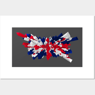 Abstract Flag of Great Britain made of triangles Posters and Art